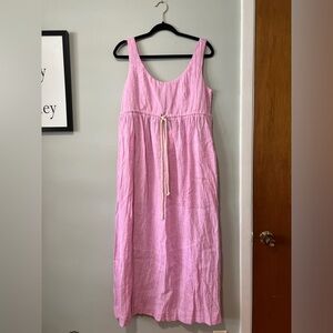 Tuckernuck Pomander Place Linen Pink Sabella Maxi Dress Medium NWT